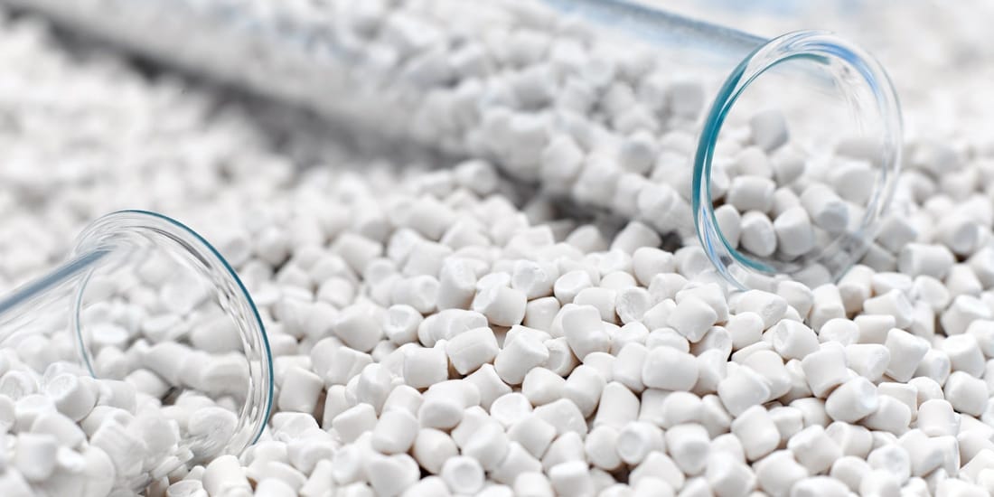 Calcium filler masterbatch in a test tube